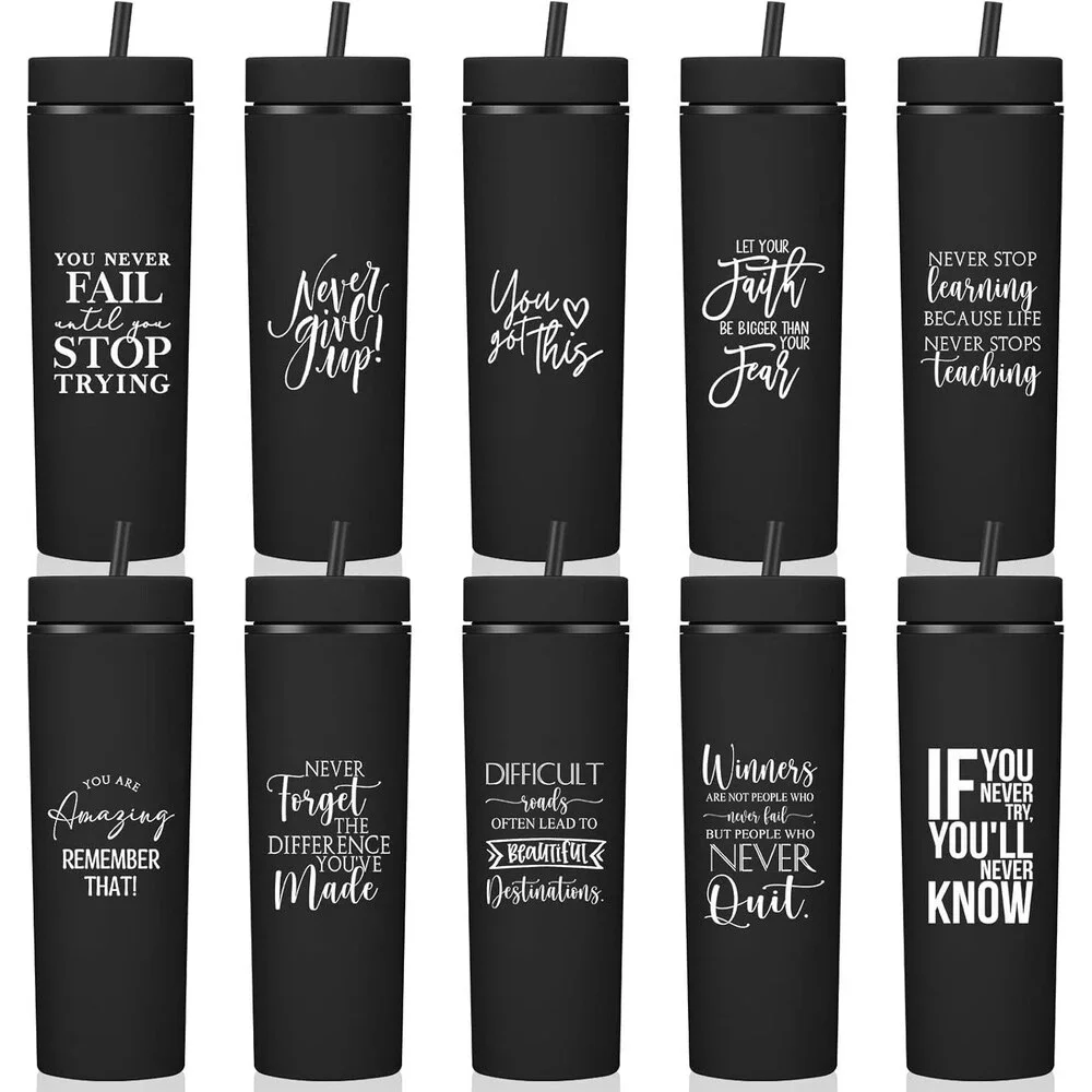 10 Pcs Employee Appreciation, Thank You Skinny Tumblers/ 16oz. Matte w/ Lid